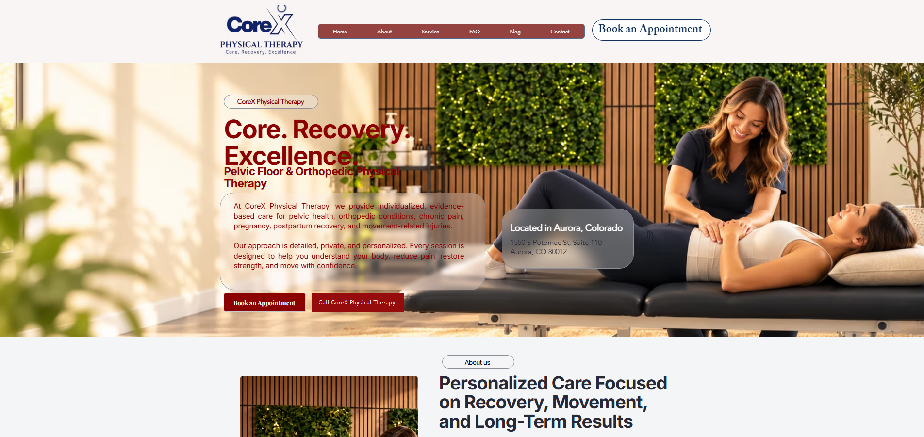 CoreX Physical Therapy Front-End Website Development